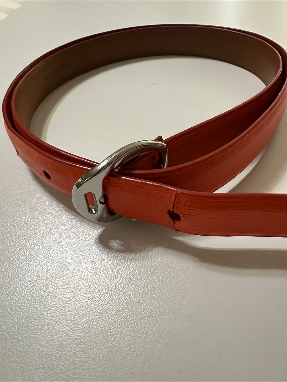 Lauren Ralph Lauren Orange Leather Belt with Silver Buckle